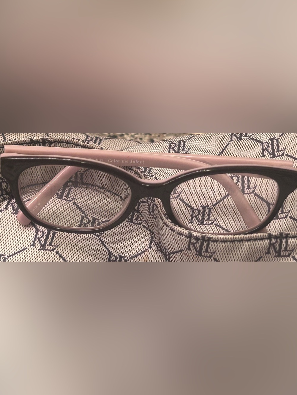 Juicy Couture girl youth pink and maroon polka dot glasses!